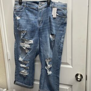 NWT Lane Bryant Blue Boyfriend Capri Jeans Stretch Denim Women’s Plus Size 16W